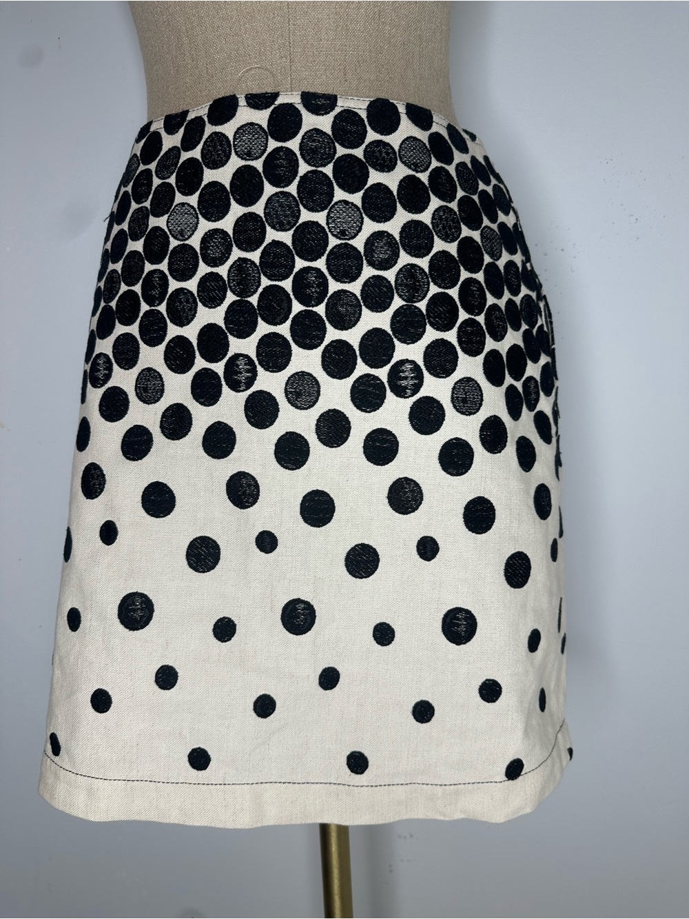 Longchamp Polka Dot Cotton & Linen Blend Miniskirt size 36=small/4